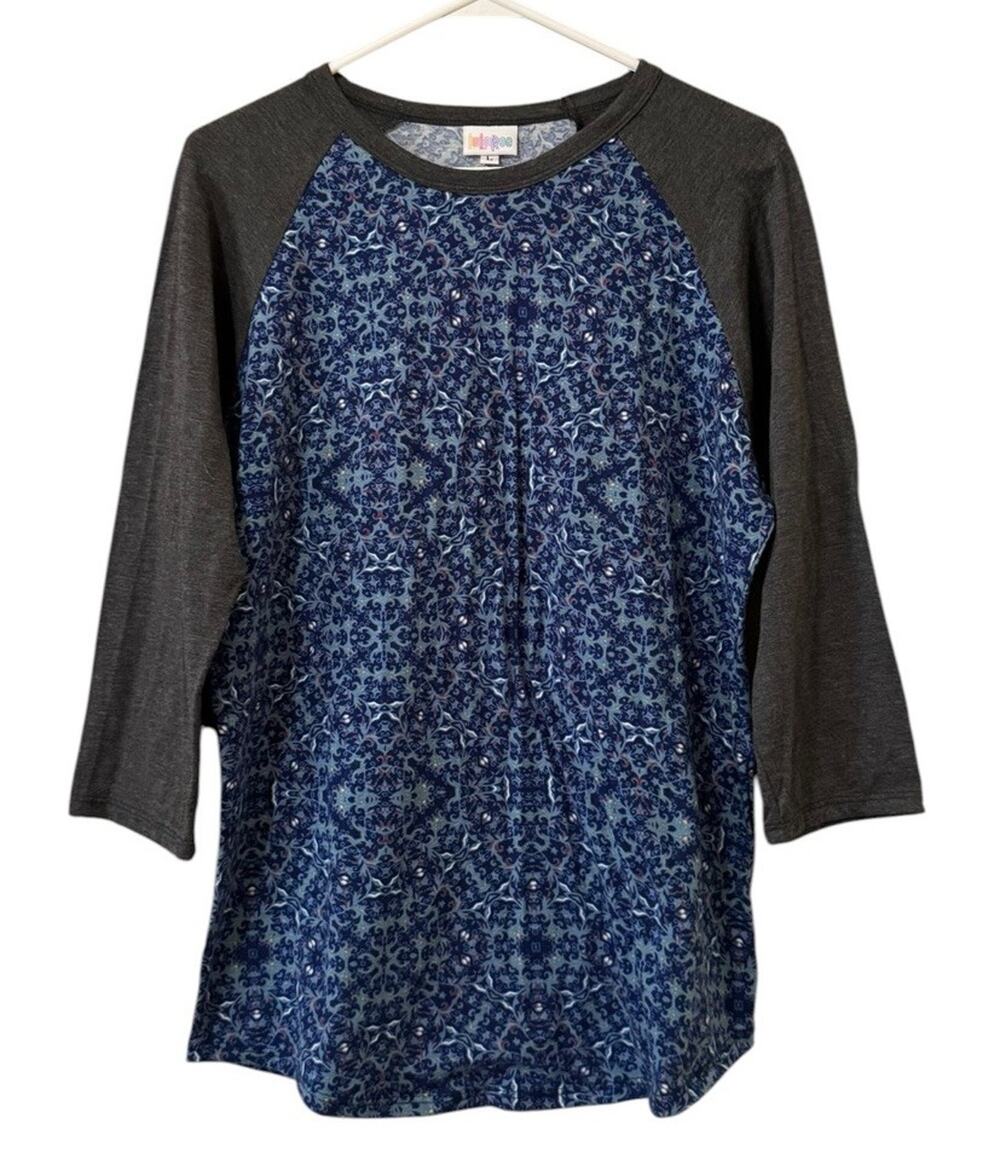 LulaRoe Women Sz Large 3/4 Sleeve Stretch Shirt Teacher Paisley Fall Autumn